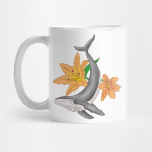 Whale and Lily Flower Mug